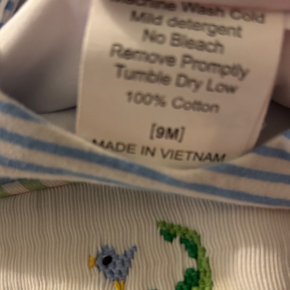 Shrimp & Grits Kids Striped Blue and Green Alligator Kids One Piece - Picture 4 of 5